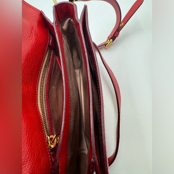 Auth Miu Miu Top Handle Red Leather 2way Crossbody Madras Handbag Preloved Purse - Picture 14 of 16
